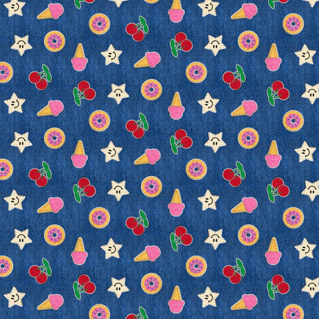 Cotton Quilting Fabric Blue Patch Perfect Sweet Tooth 43/44