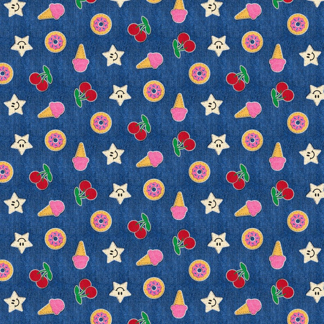 Cotton Quilting Fabric Blue Patch Perfect Sweet Tooth 43/44