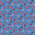 Cotton Baseball Fabric Blue Patch Perfect 43/44"