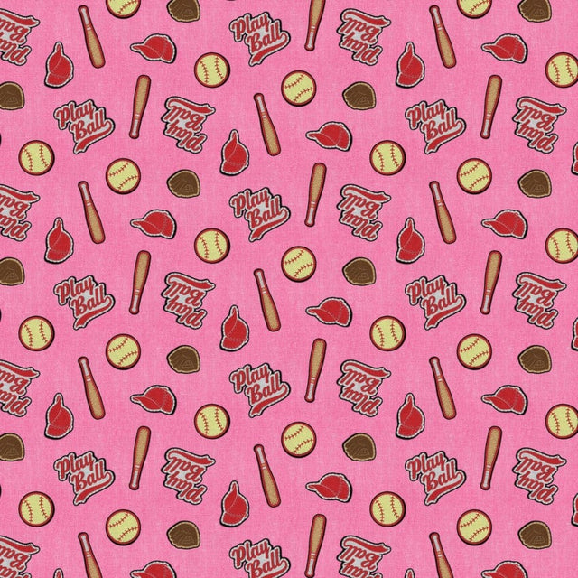 Cotton Print Pink Patch Perfect Baseball Fabric 43/44"