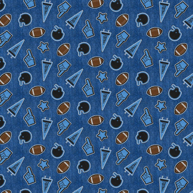Cotton Football Fabric Blue Patch Perfect 43/44