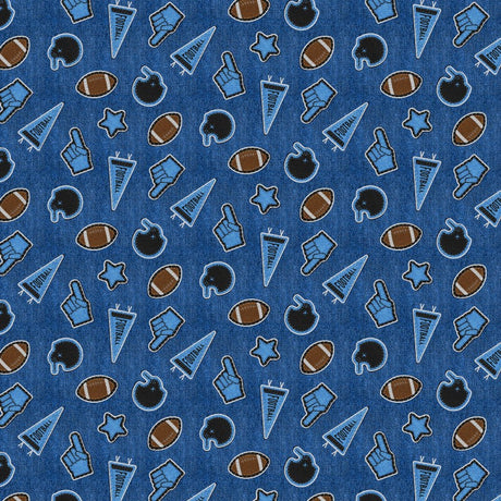 Cotton Football Fabric Blue Patch Perfect 43/44