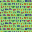 Cotton Print Green Patch Perfect Alphabet Rows Fabric