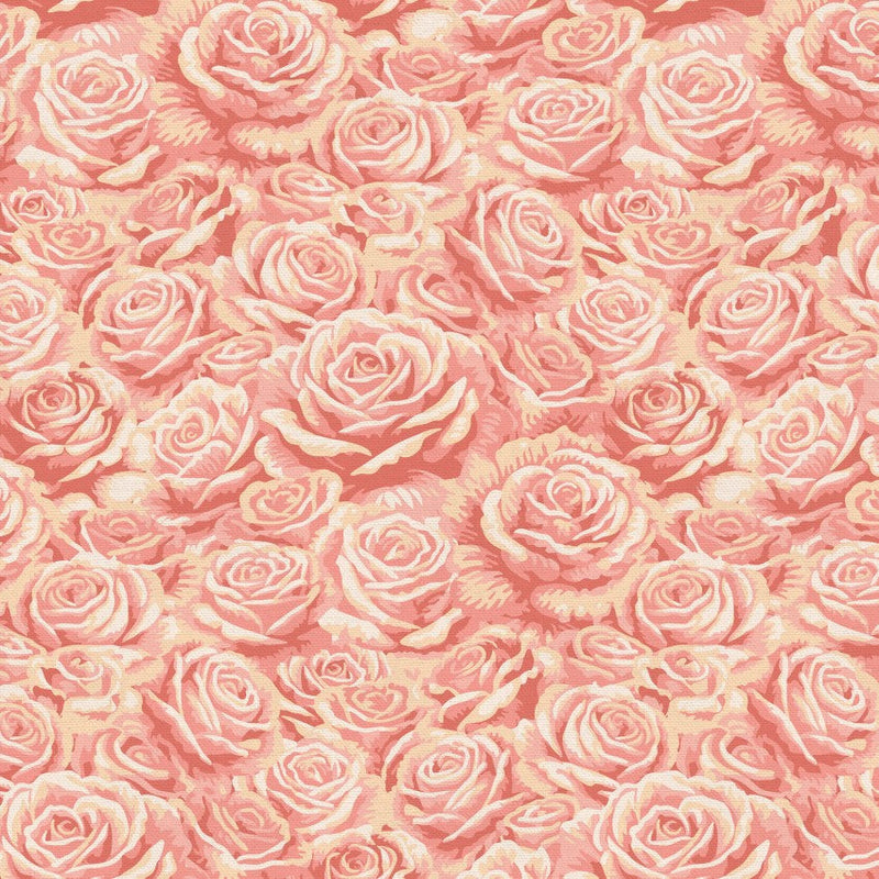 Cotton Fabric Pink Roses Are Red Rose Bouquets Wideback 118"
