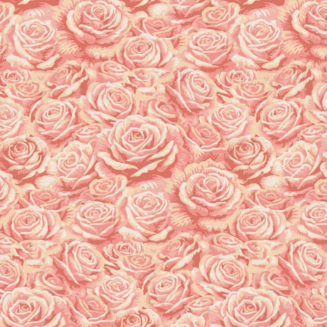 Cotton Fabric Pink Roses Are Red Rose Bouquets Wideback 118"