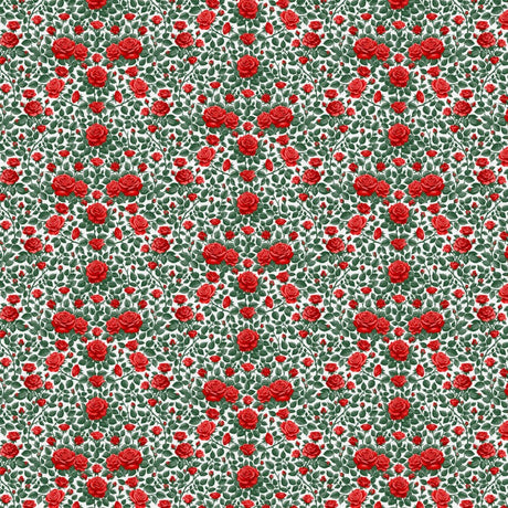 Cotton Fabric Red Roses Are Red Rose Trellis Wideback 118"