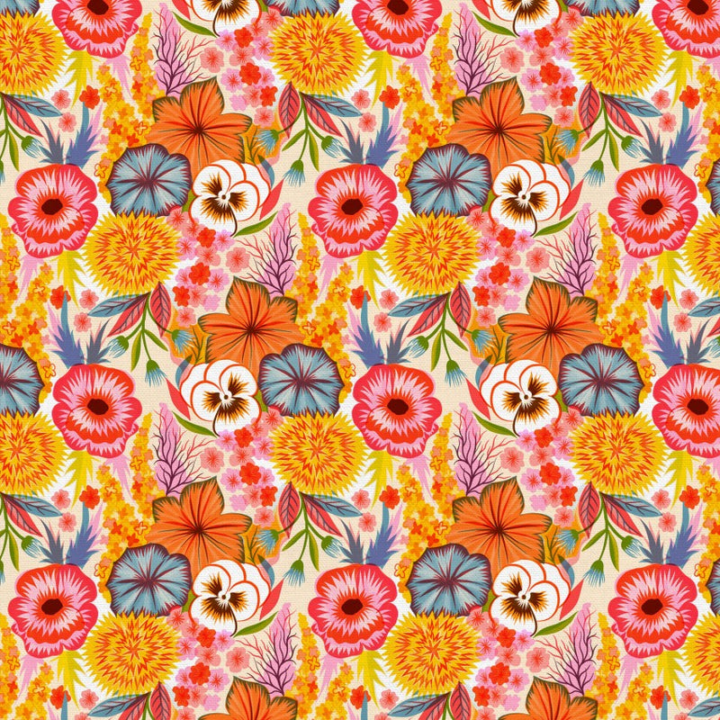 Cotton Print Multi Bubble Bath Flower Carpet 118" Wideback Fabric