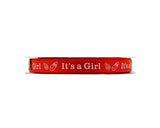 3/8"x 25 yards Red It's a Girl Baby Shower Printed Satin Gift Ribbon
