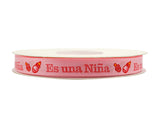3/8"x 25 yards Es un Niña Baby Shower Spanish Single Face Satin Gift Ribbon