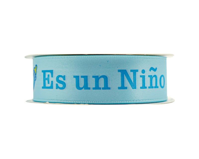 7/8"x 25 yards Es un Niño Baby Shower Spanish Single Face Satin Gift Ribbon