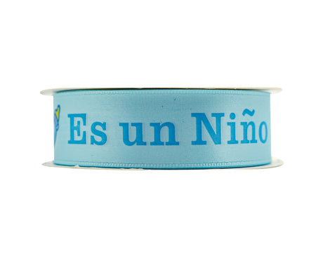 7/8"x 25 yards Es un Niño Baby Shower Spanish Single Face Satin Gift Ribbon