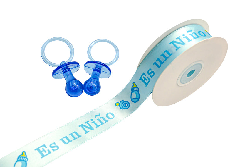 7/8"x 25 yards Es un Niño Baby Shower Spanish Single Face Satin Gift Ribbon