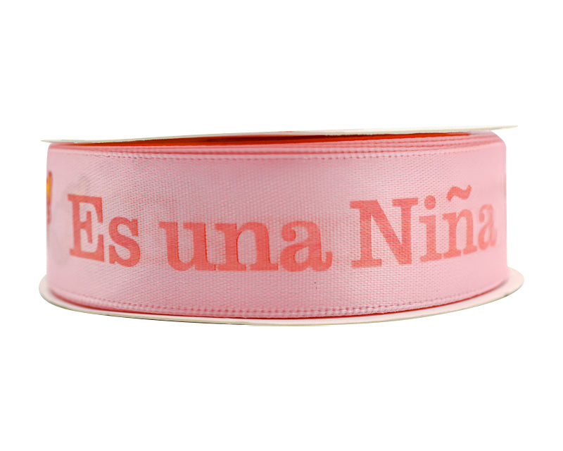7/8"x 25 yards Es un Niña Baby Shower Spanish Single Face Satin Gift Ribbon