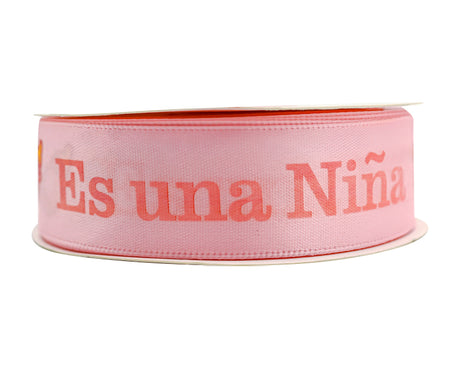 7/8"x 25 yards Es un Niña Baby Shower Spanish Single Face Satin Gift Ribbon
