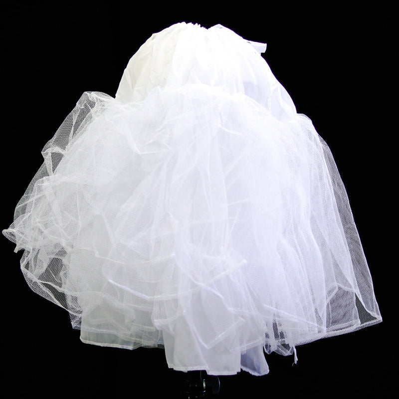 20 Inch White Stiff Tulle Ruffle Petticoat Hoopless Slip Skirt