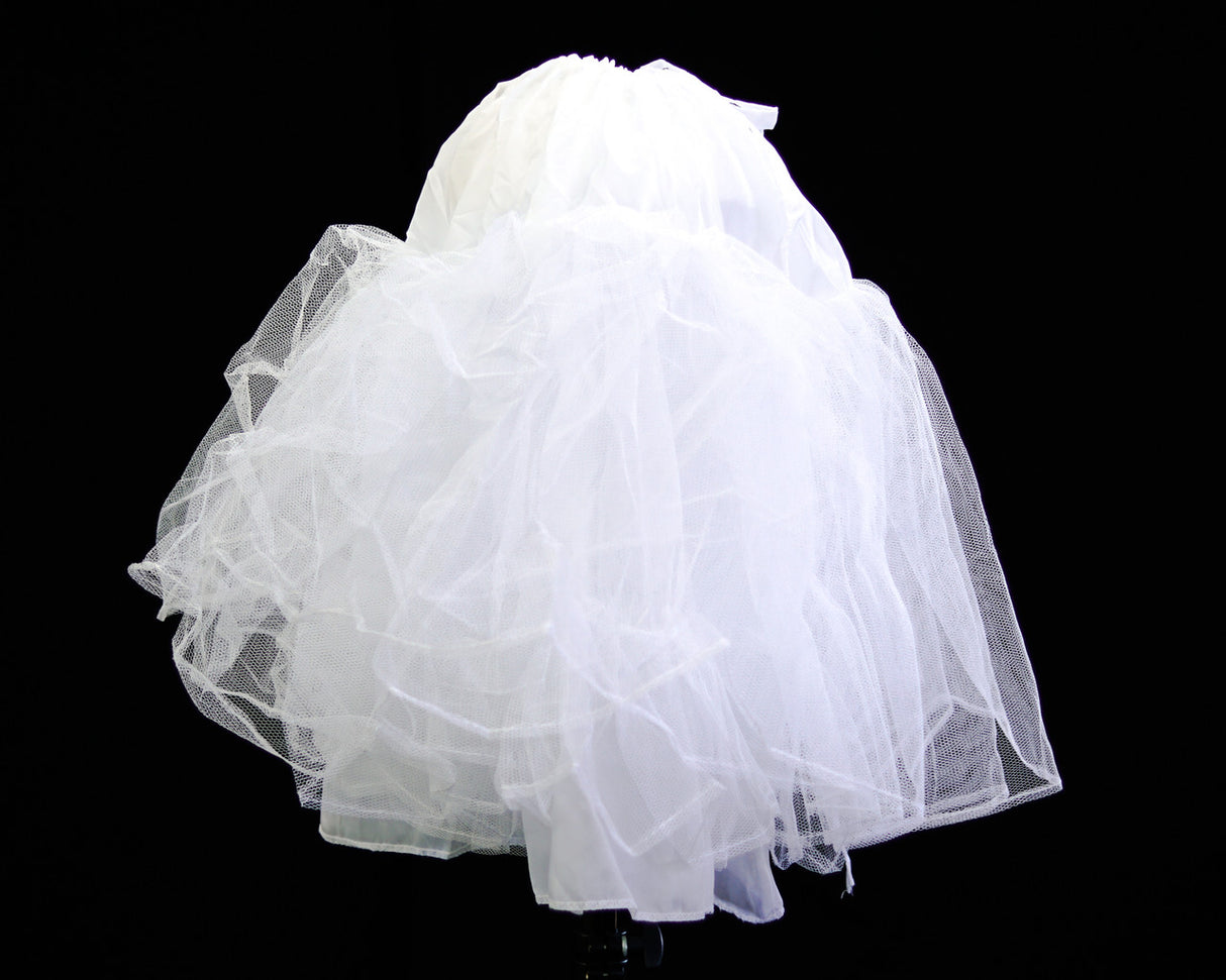 20 Inch White Stiff Tulle Ruffle Petticoat Hoopless Slip Skirt
