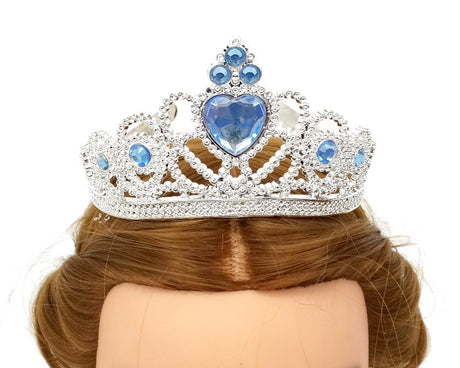 Blue-Silver Jeweled Tiara Party Favor - Pack of 12 Plastic Crowns