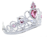 Pink-Silver Jeweled Tiara Party Favor - Pack of 12 Plastic Crowns