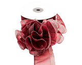 1.5"x25 yards Burgundy/Silver Organza Pull Bows Gift Ribbon - Pack of 5 Rolls