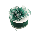 1.5"x25 yards Hunter Green /Silver Organza Pull Bows Gift Ribbon - Pack of 5 Rolls