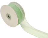 1.5"x25 yards Sage/Silver Organza Pull Bows Gift Ribbon