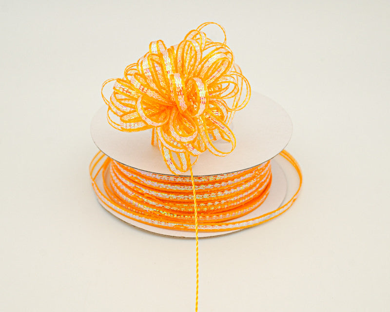 1/8"x50 yards Gold Yellow Organza Pull Bows Ribbon with Iridescent Edge - Pack of 7 Rolls
