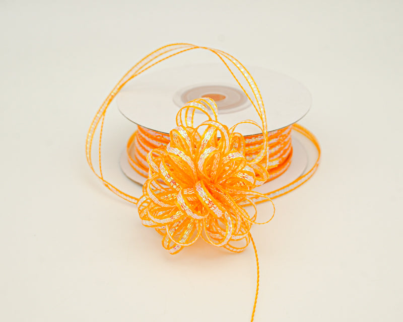1/8"x50 yards Gold Yellow Organza Pull Bows Ribbon with Iridescent Edge