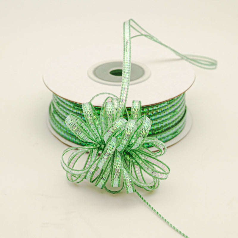 1/8"x50 yards Sage Organza Pull Bows Ribbon with Iridescent Edge