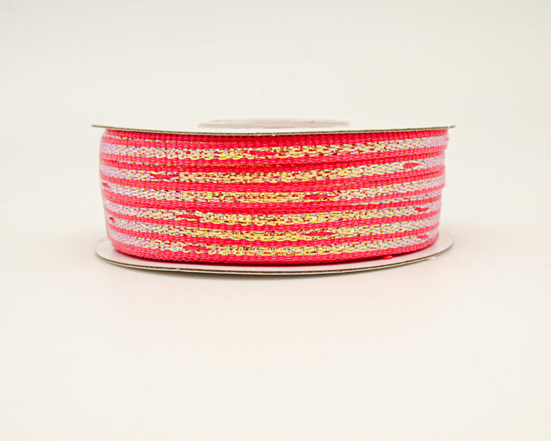 1/8"x50 yards Shocking Pink Organza Pull Bows Ribbon with Iridescent Edge