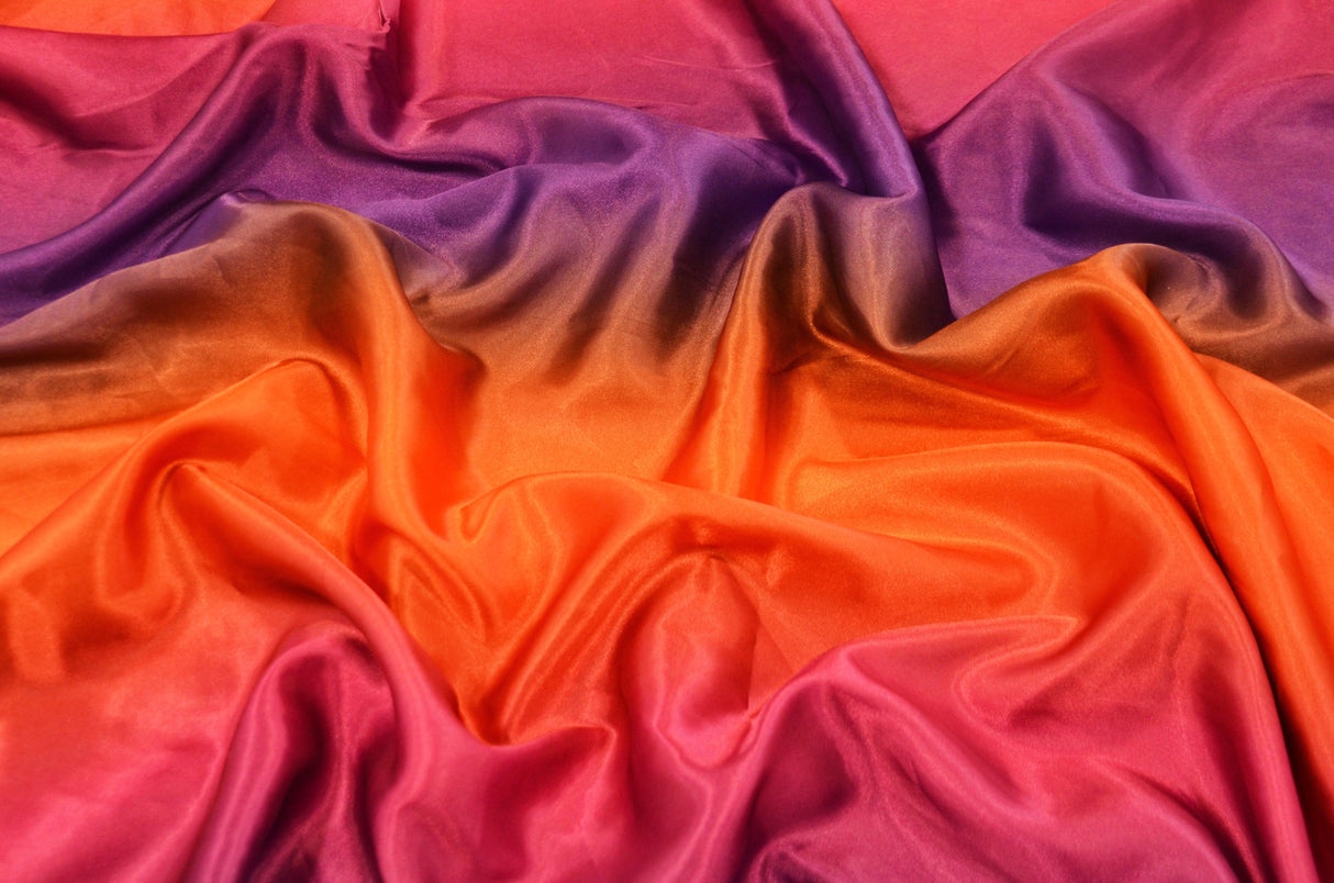 Rainbow Charmeuse Satin Fabric - Multi Color Ombre, 58/60" Width (1 Yard)