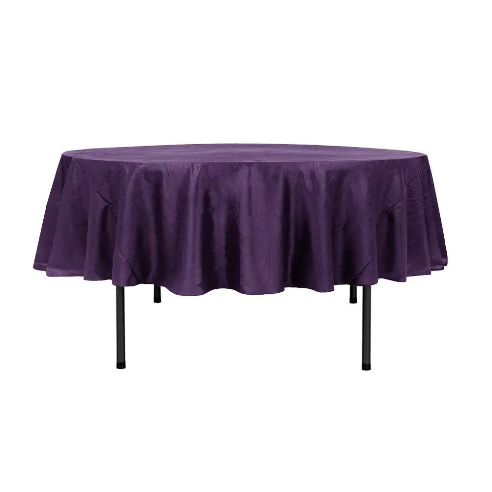 90″ Purple Crinkle Crushed Taffeta Round Tablecloth