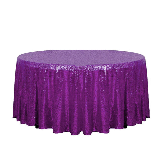 132″ Purple Glitz Sequin Round Tablecloth
