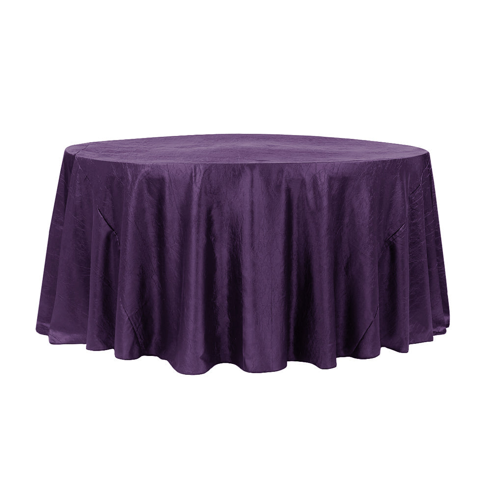 132″ Purple Crinkle Crushed Taffeta Round Tablecloth