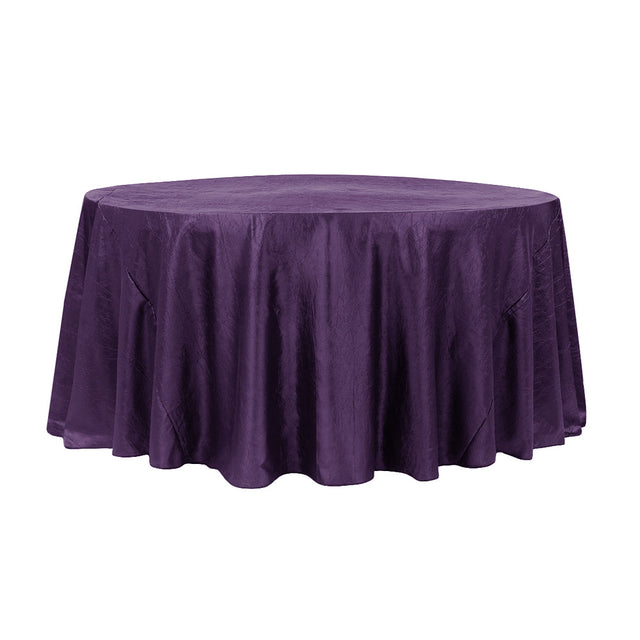132″ Purple Crinkle Crushed Taffeta Round Tablecloth