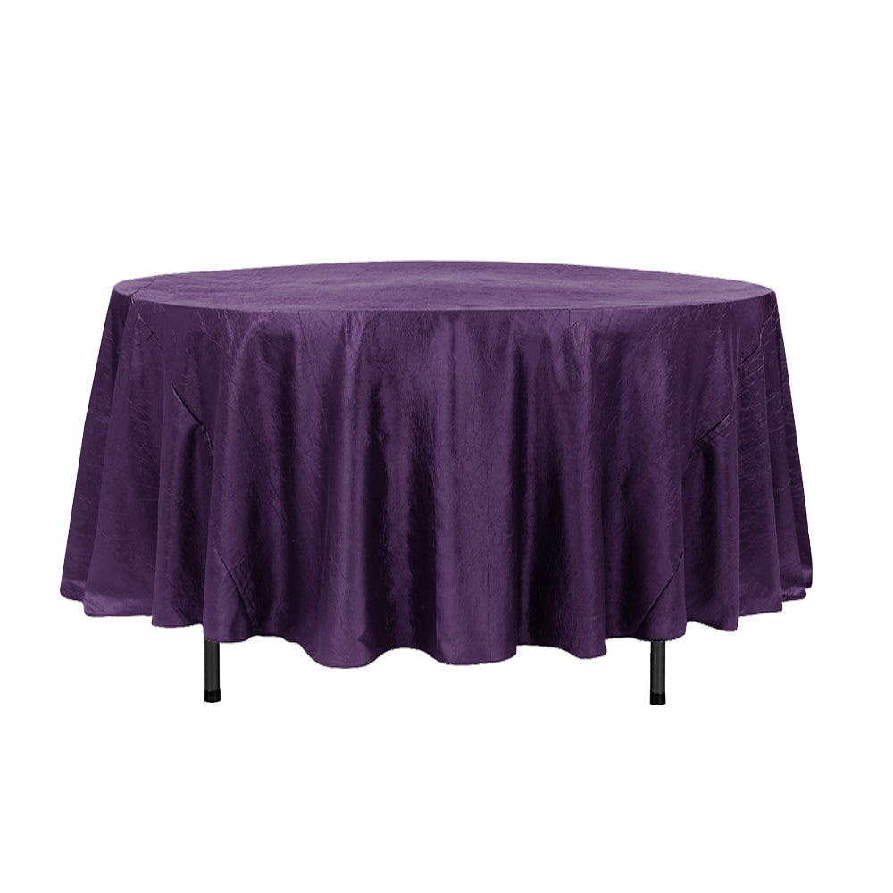 108″ Purple Crinkle Crushed Taffeta Round Tablecloth