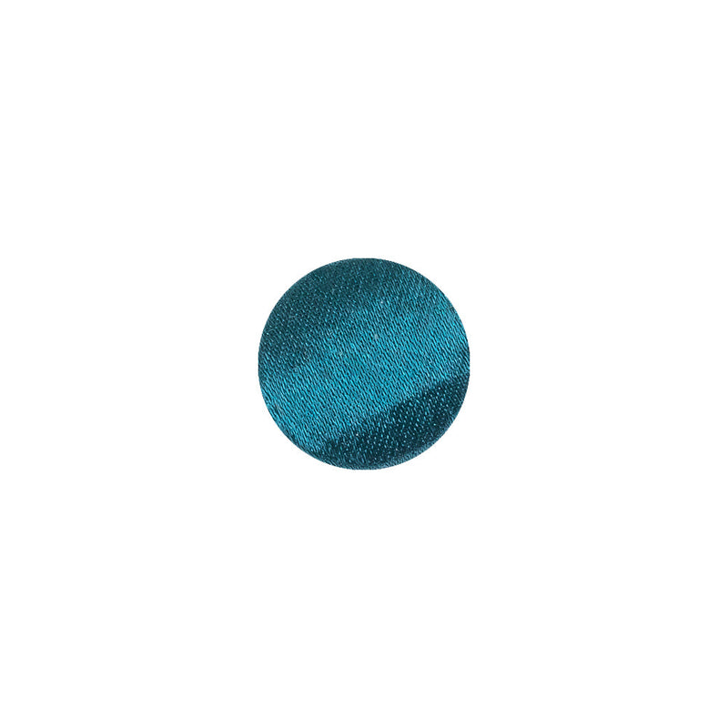Mood Exclusive Deep Teal Silk Covered Button - 18L/11.5mm