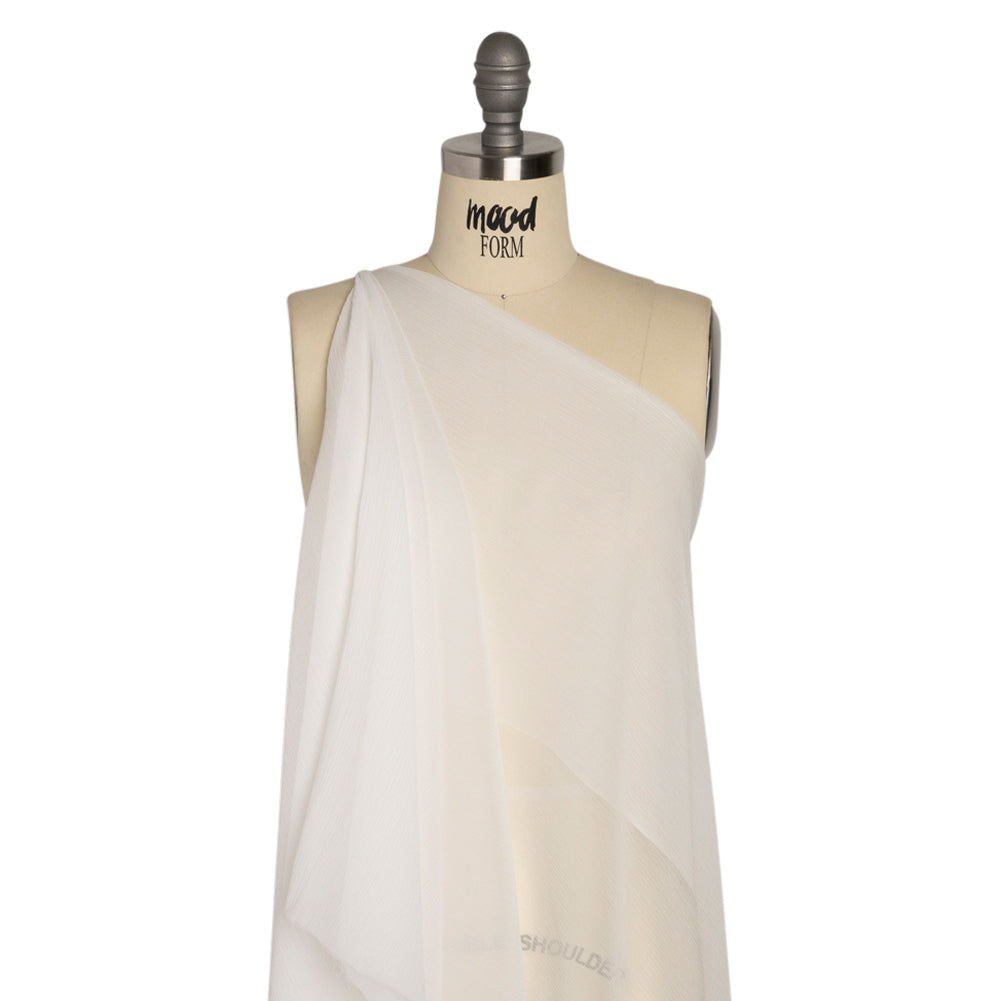 Crinkled Silk Chiffon - Whisper White - Premium Collection