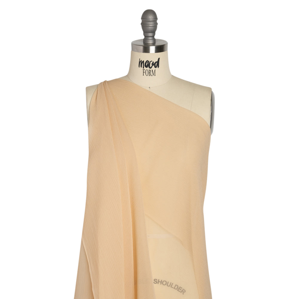 Crinkled Silk Chiffon - Ecru - Premium Collection