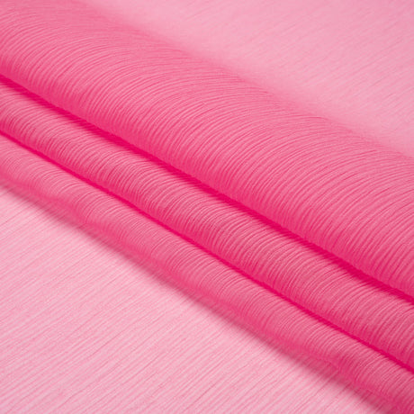 Crinkled Silk Chiffon - Carmine Rose - Premium Collection