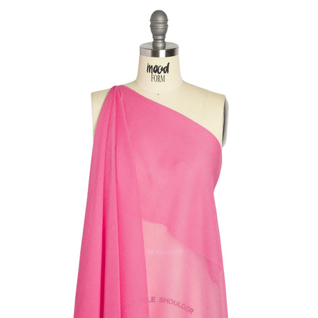 Crinkled Silk Chiffon - Carmine Rose - Premium Collection
