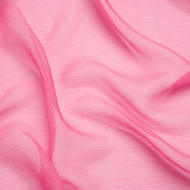 Crinkled Silk Chiffon - Carmine Rose - Premium Collection