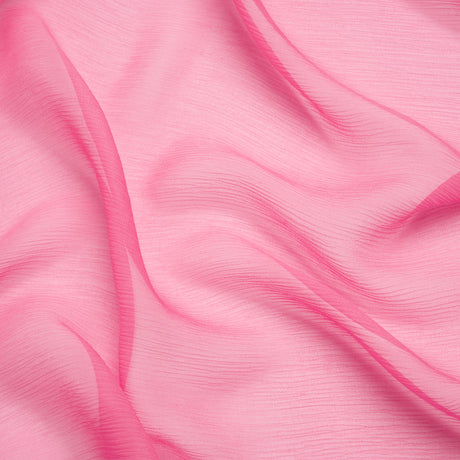 Crinkled Silk Chiffon - Carmine Rose - Premium Collection