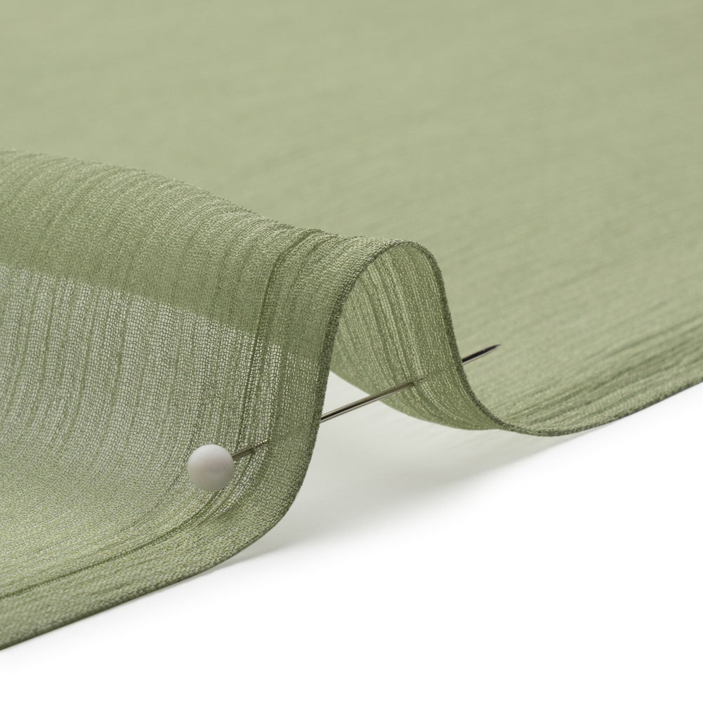 Crinkled Silk Chiffon - Oil Green - Premium Collection