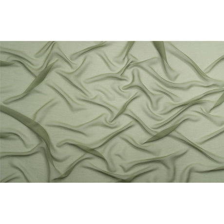 Crinkled Silk Chiffon - Oil Green - Premium Collection
