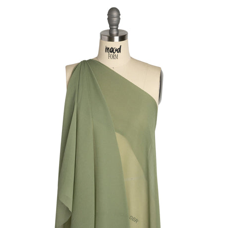 Crinkled Silk Chiffon - Oil Green - Premium Collection