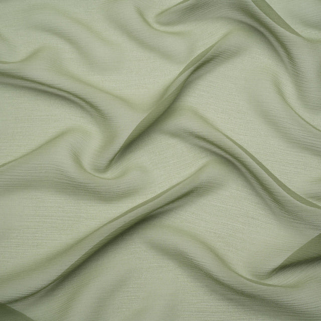 Crinkled Silk Chiffon - Oil Green - Premium Collection