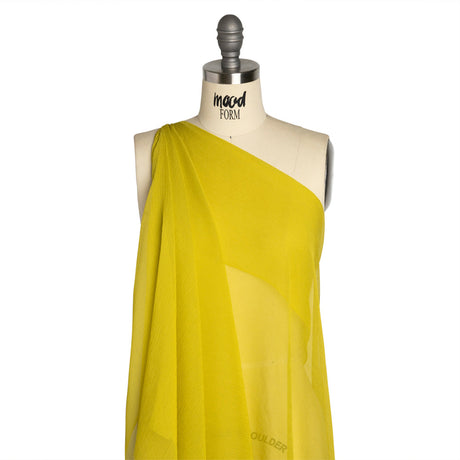 Crinkled Silk Chiffon - Warm Olive - Premium Collection