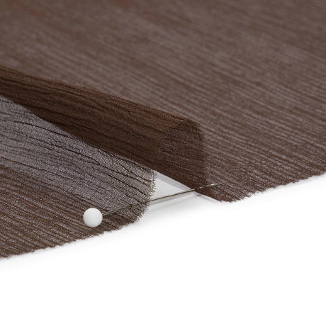 Crinkled Silk Chiffon - Dark Brown - Premium Collection