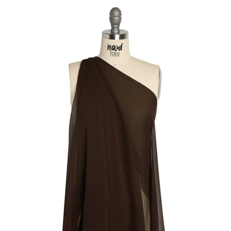 Crinkled Silk Chiffon - Dark Brown - Premium Collection
