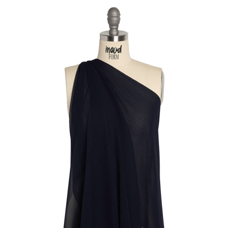 Crinkled Silk Chiffon - Navy - Premium Collection